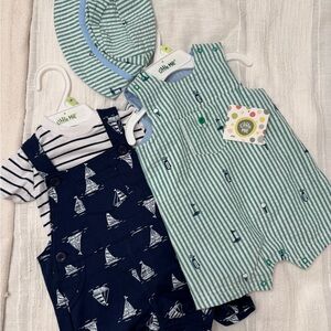 Little Me Baby Outfit Bundle 6–12 Months | Nautical Romper + Hat Set (2 Pieces)